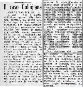 1947 04 13 Corriere d Sport Colligiana esclusa dall campionato 1