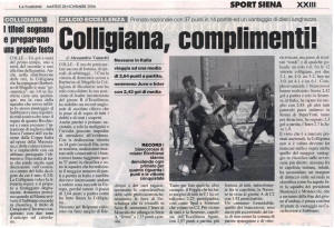 2006 11 28 LaNazione complimenti Colligiana