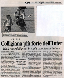 2006 11 29 LaNazione Colligiana più forte dell'Inter