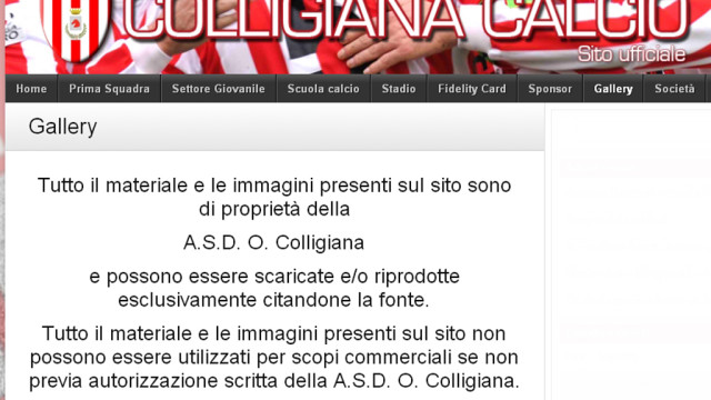 Utilizzo delle immagini presenti sul sito